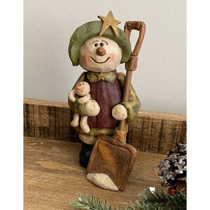 Blossom Bucket Winter Christmas Snow Woman Lady Figurine Shovel Baby Suzi